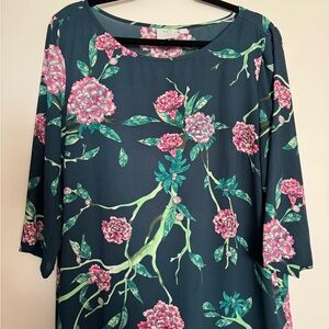 Anthropologie Dark Teal Floral Blouse